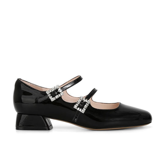 Damen elegante Slingback-Ballerinas mit funkelnden Schnallen EB