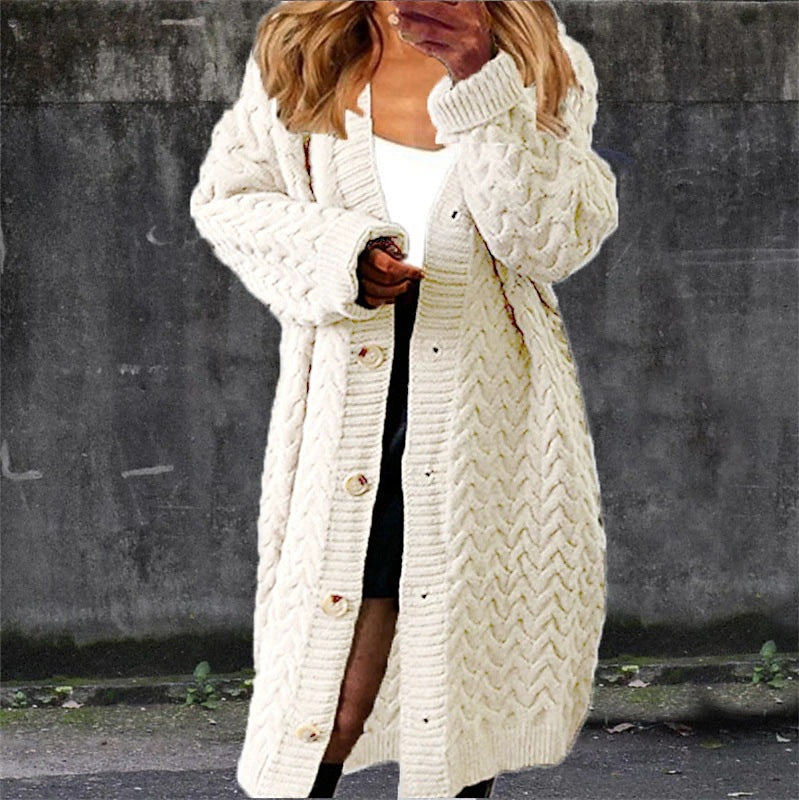 Damen Grobstrick-Jacke mit eleganten Knopfdetails und lässigem Schnitt EB