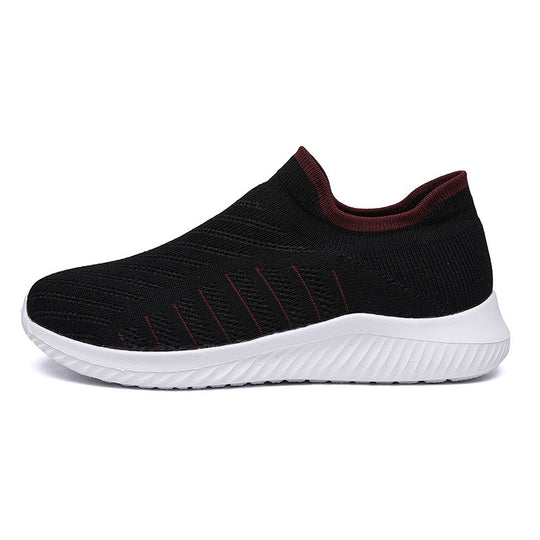 Damen Sportliche Slip-On Sneakers mit atmungsaktivem Strick-Obermaterial EB