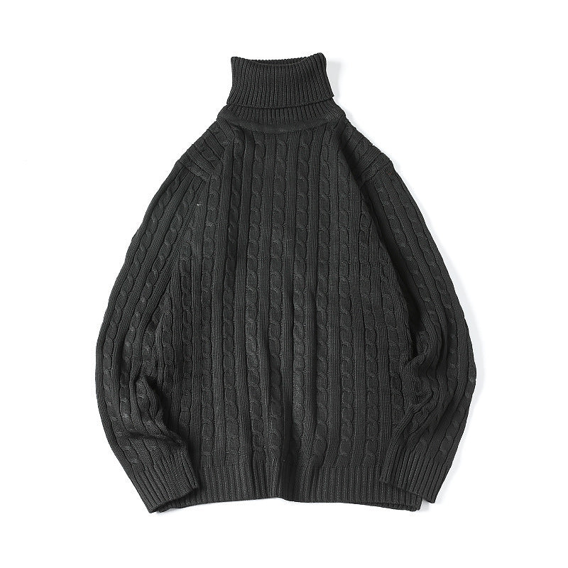 Herren nan Feinstrick-Rollkragenpullover mit Zopfmuster und schmaler Silhouette EB