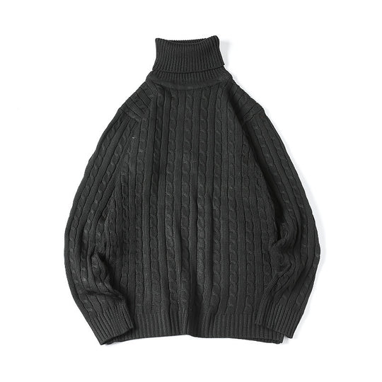 Herren nan Feinstrick-Rollkragenpullover mit Zopfmuster und schmaler Silhouette EB