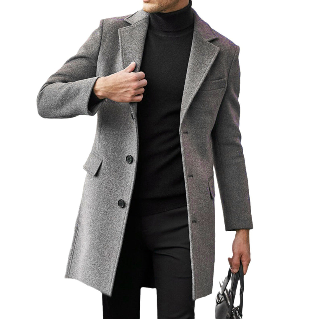 Herren nan eleganter Wollmantel mit schmaler Passform, Reverskragen und praktischen Innentaschen EB