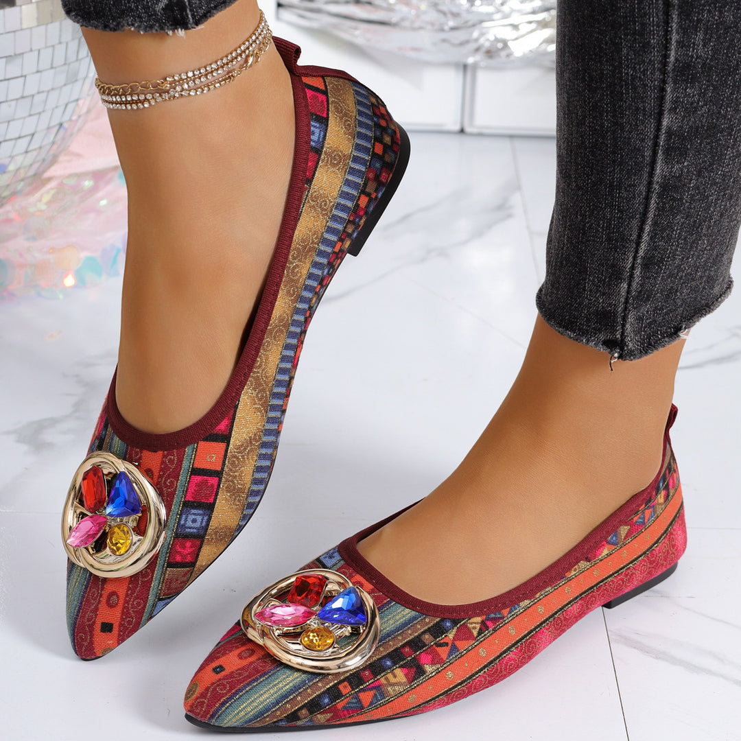 Damen elegante Ballerinas mit funkelndem Schmuckdetail EB