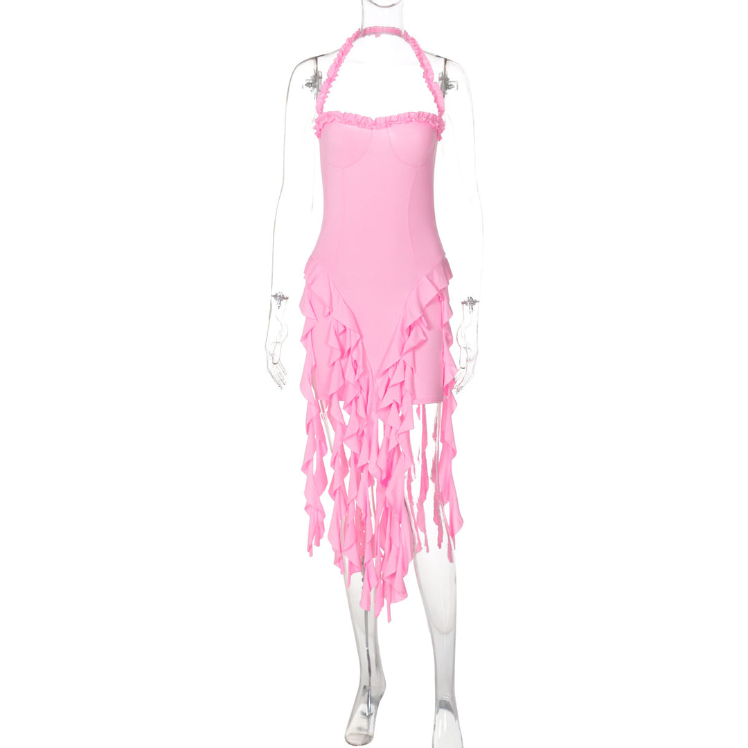 Damen Rüschenkleid mit tiefem Ausschnitt EB