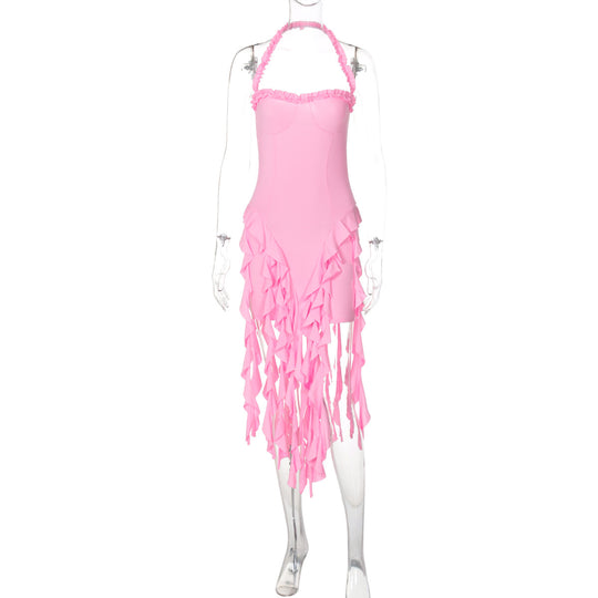 Damen Rüschenkleid mit tiefem Ausschnitt EB