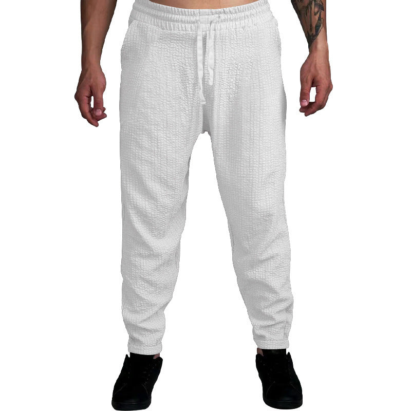 Herren Texturierte tapered Jogginghose mit Elastikbund, Tunnelzug & gerippten Knöchelbündchen EB