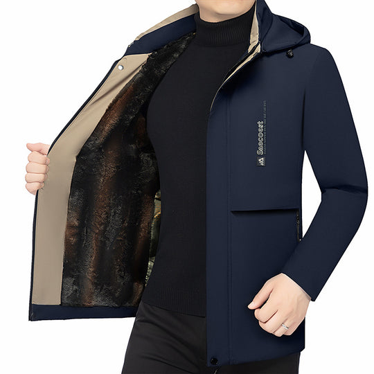 Herren Wattierte Stehkragenjacke mit wasserabweisender Oberfläche und Reißverschlusstaschen EB