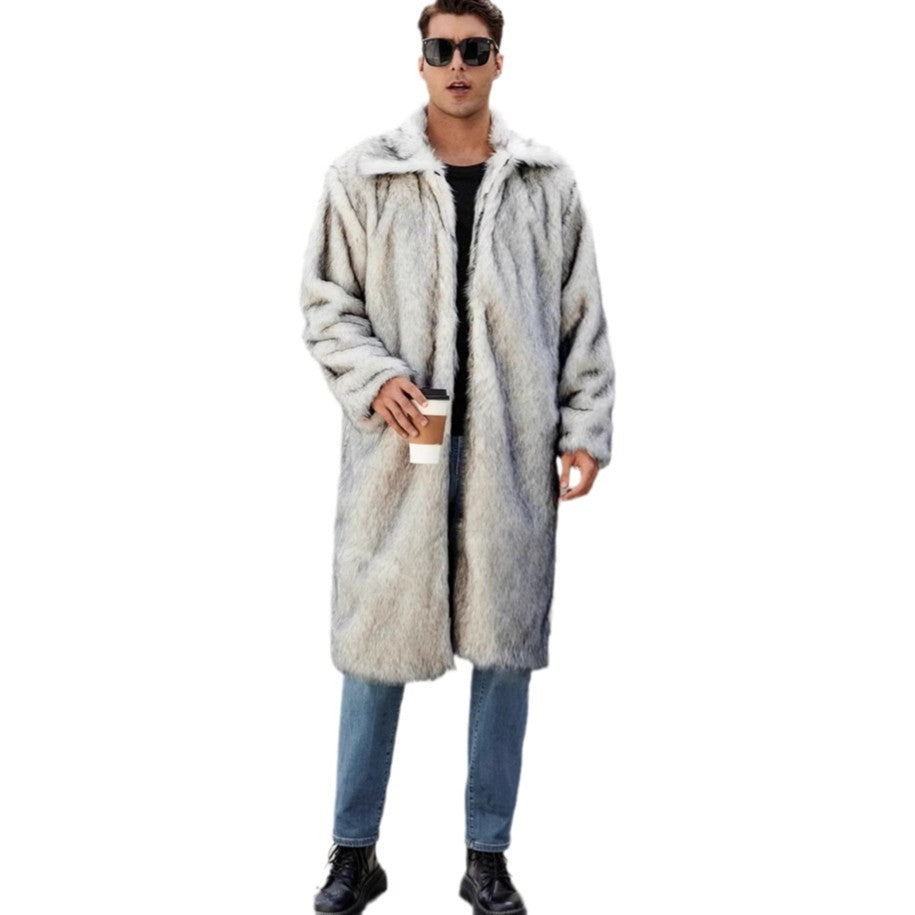 Herren Eleganter Kunstfell-Teddy-Mantel EB