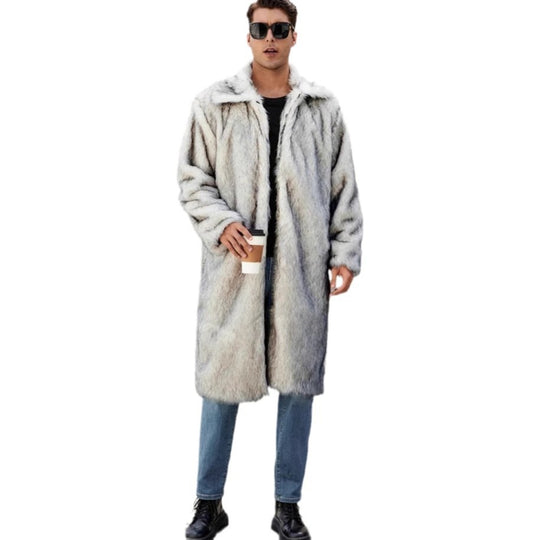 Herren Eleganter Kunstfell-Teddy-Mantel EB
