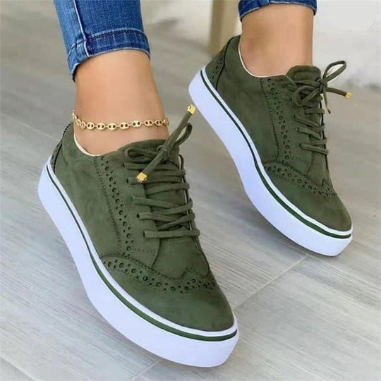 Damen Schnürer-Plateau-Sneaker im Brogue-Stil mit Komfortfußbett EB