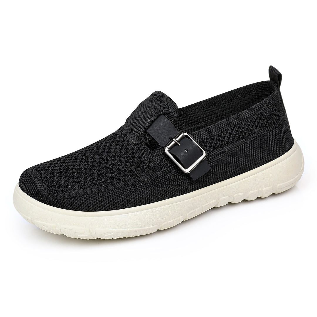 Damen nan atmungsaktiver Strick-Slip-On mit verstellbarer Metallschnalle und federnder Leicht-EVA-Sohle EB