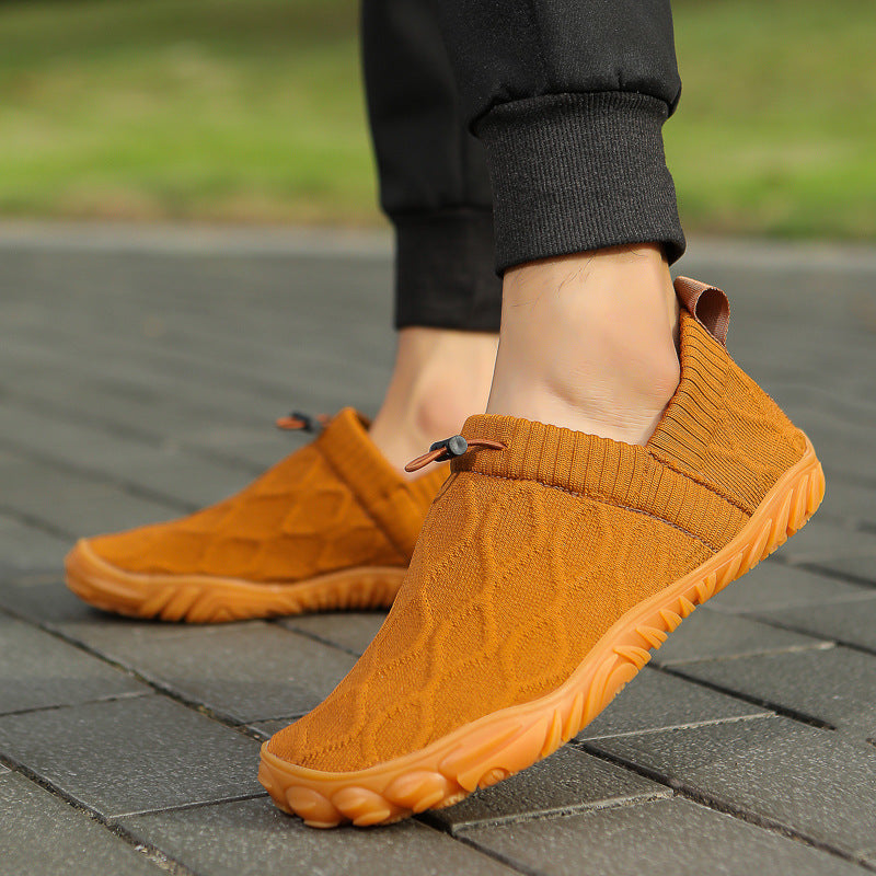 Herren gestrickte Slip-On Freizeitsneaker mit elastischem Schaft, Zuglasche und griffiger Gummisohle EB