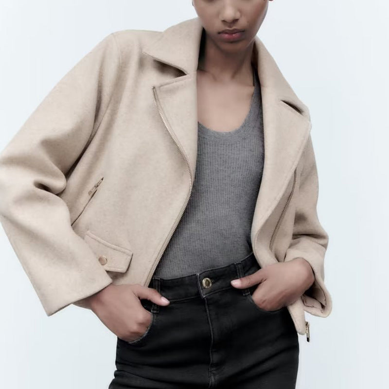 Damen modische Übergangsjacke im lässigen Stil aus weichem Material mit praktischen Taschen EB