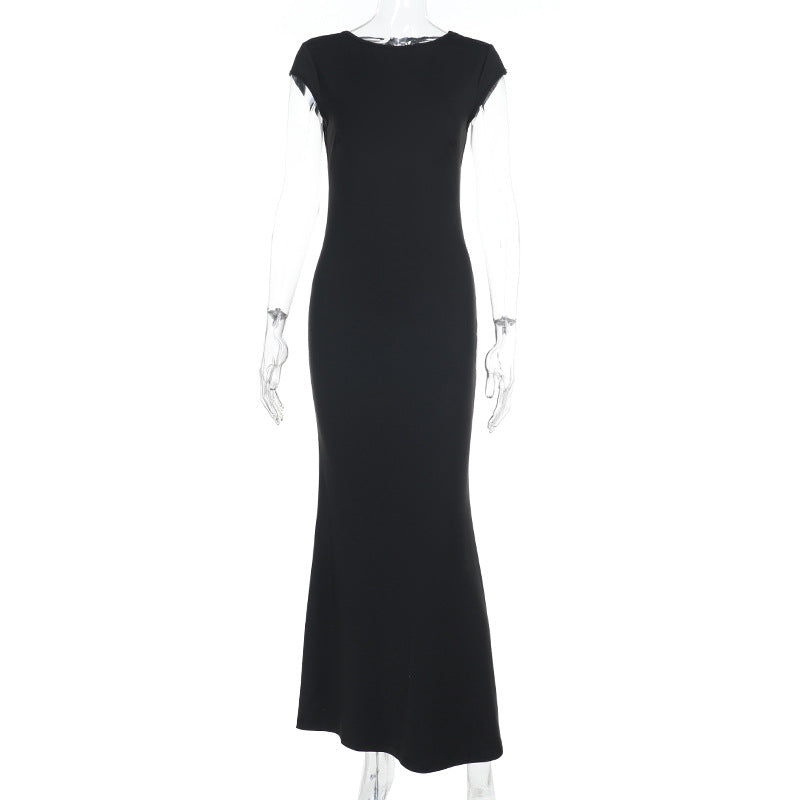 Damen figurbetontes Maxikleid mit elegantem V-Ausschnitt EB