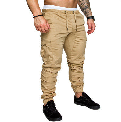 Herren nan taillierter Cargo-Jogger mit elastischem Bund, Kordelzug und aufgesetzten Taschen EB