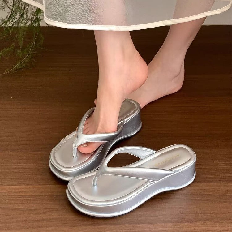 Damen trendige Wedge-Zehentrenner mit elegantem Obermaterial EB