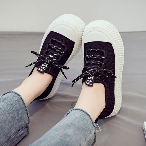 Damen modische und luftige Sneakers mit dicker Sohle EB