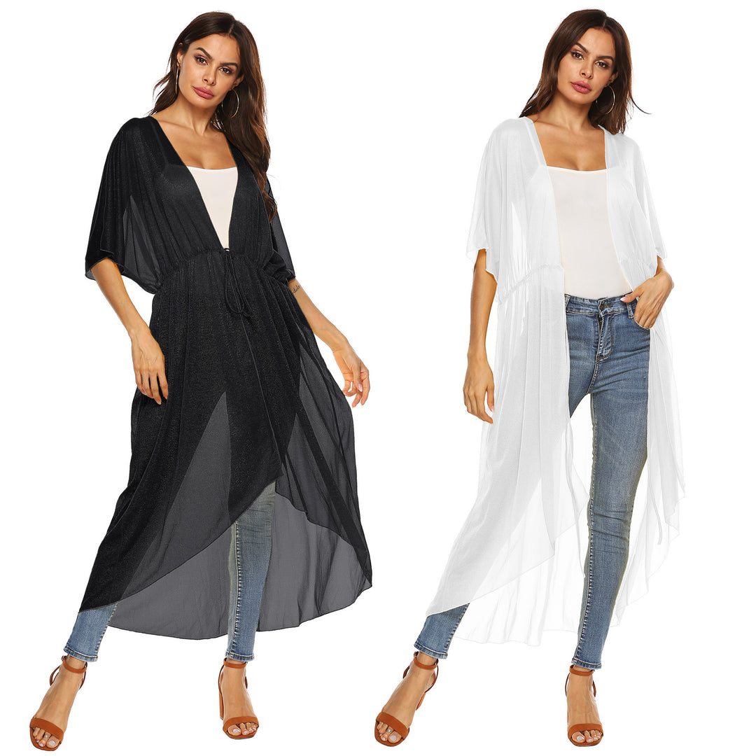 Damen eleganter, transparenter Strandkimono EB