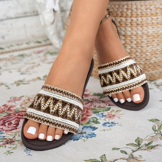 Damen Trendige Relax-Sandalen mit dekorativem Riemendesign EB
