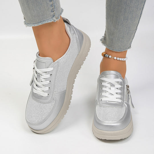 Damen Sneakers mit modischem Reißverschluss und bequemer Sohle EB