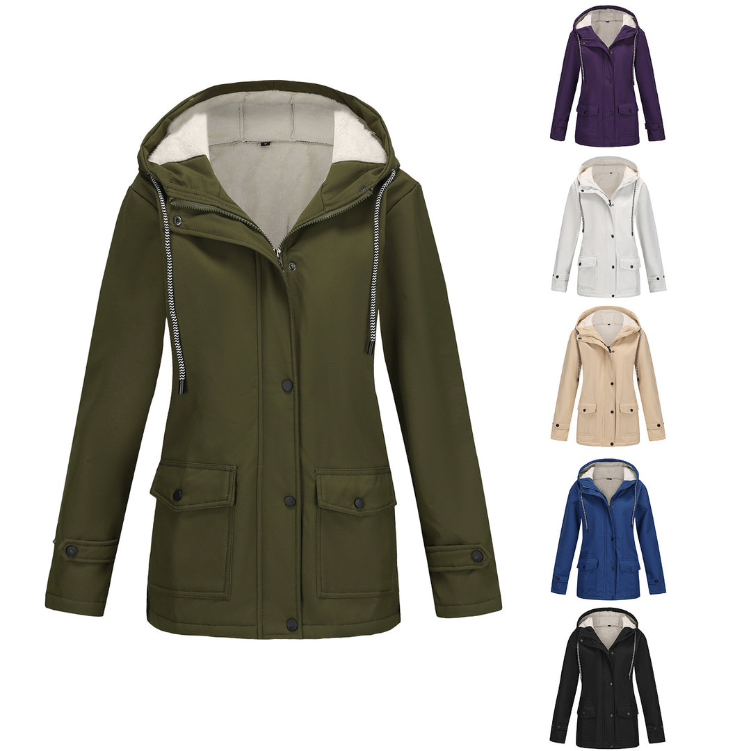 Damen nan wasserabweisender Parka mit Teddyfutter verstellbarer Kapuze und aufgesetzten Taschen EB
