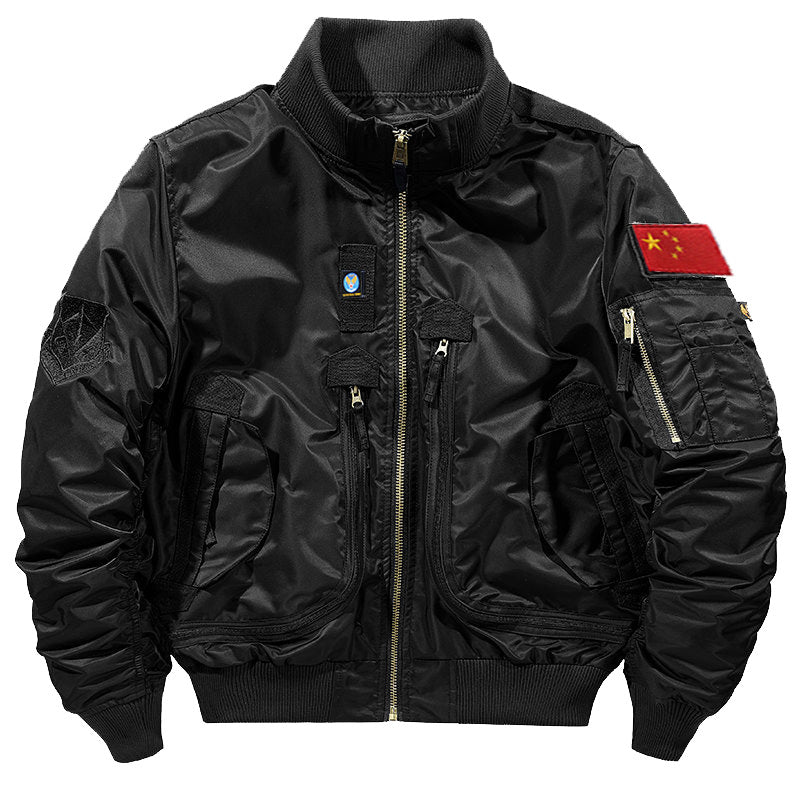 Herren nan urbane Bomberjacke im Fliegerstil mit mehreren Reißverschluss- und Kletttaschen EB