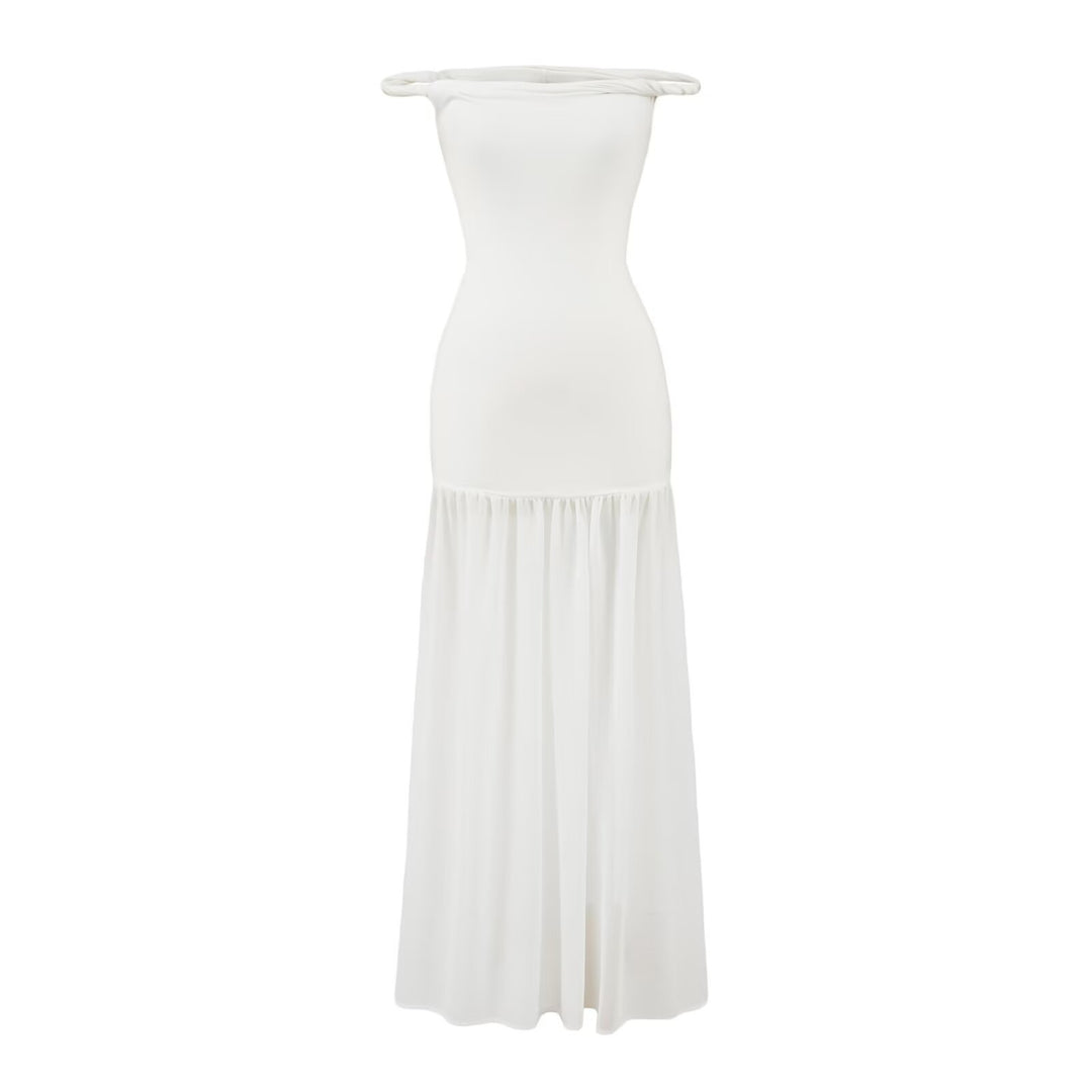 Damen Maxi-Kleid mit elegantem Schößchen EB