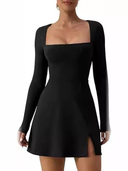 Damen Elegantes Minikleid mit tiefem Ausschnitt und schickem Schnitt EB