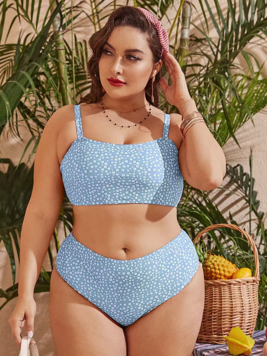 Damen Hochgeschnittener Bikini mit verspieltem Punktedesign EB