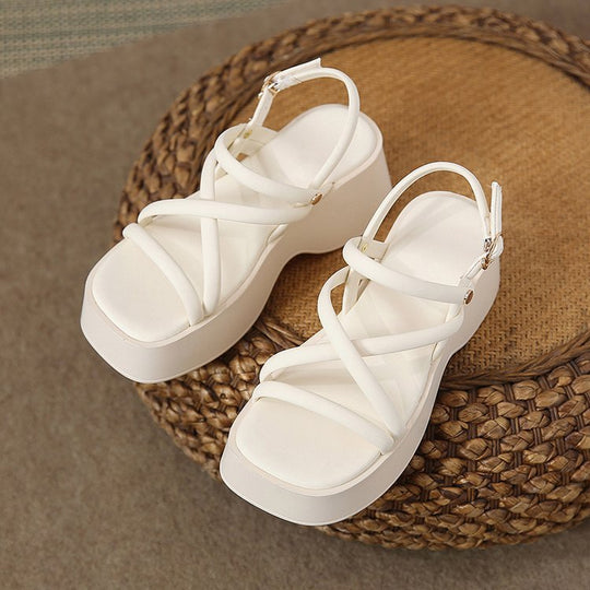 Damen Plateau-Sandalen mit elegantem Riemendesign EB