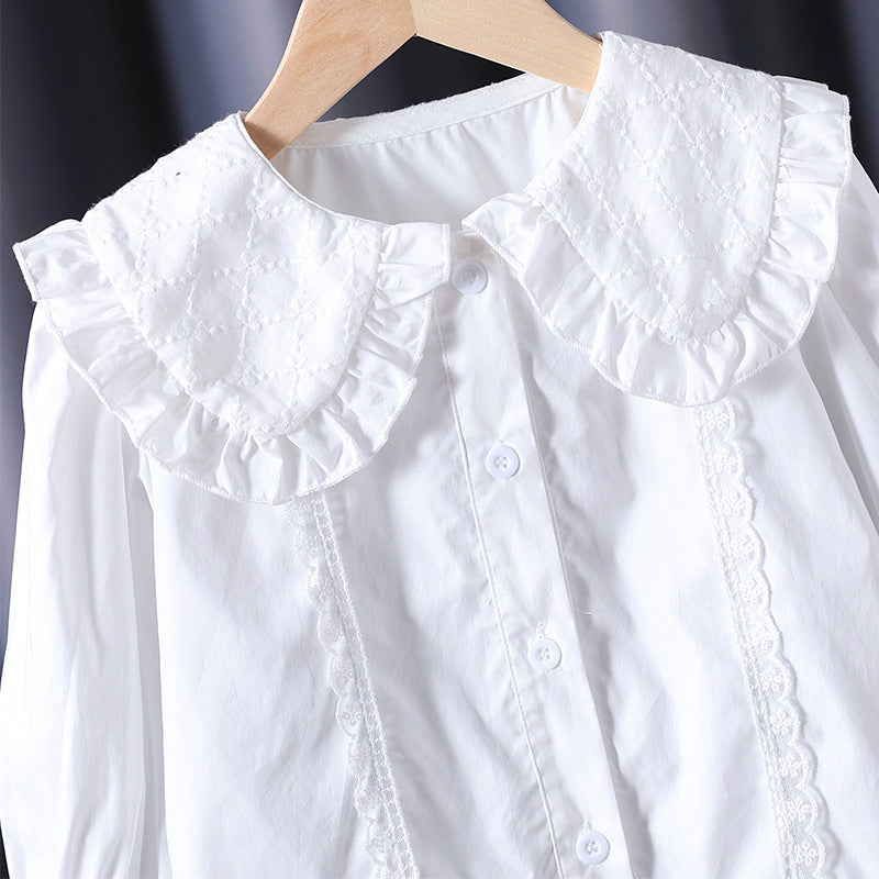 Damen Bluse mit nostalgischem Kragen und Rüschendetails EB