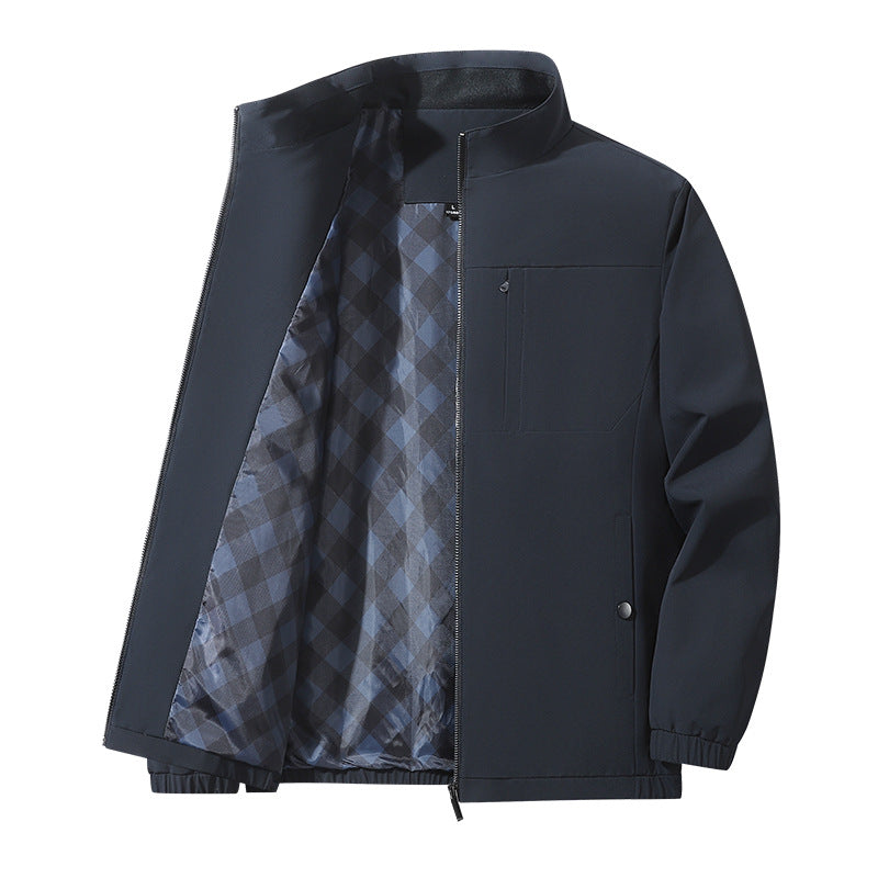 Herren moderner Komfort-Blouson mit innen kariertem Futter, verdecktem Zweiwege-Reißverschluss und elastischen Ärmelbündchen EB
