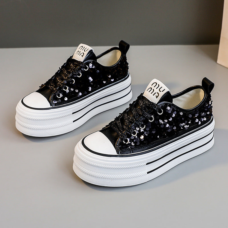 Damen Plateausneaker mit glamourösen Paillettenakzenten EB