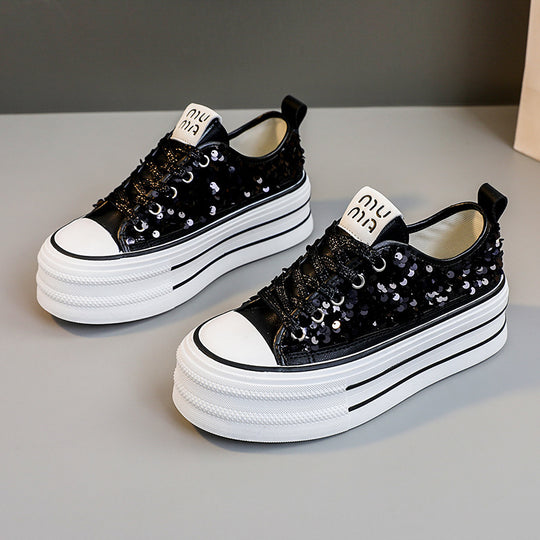 Damen Plateausneaker mit glamourösen Paillettenakzenten EB