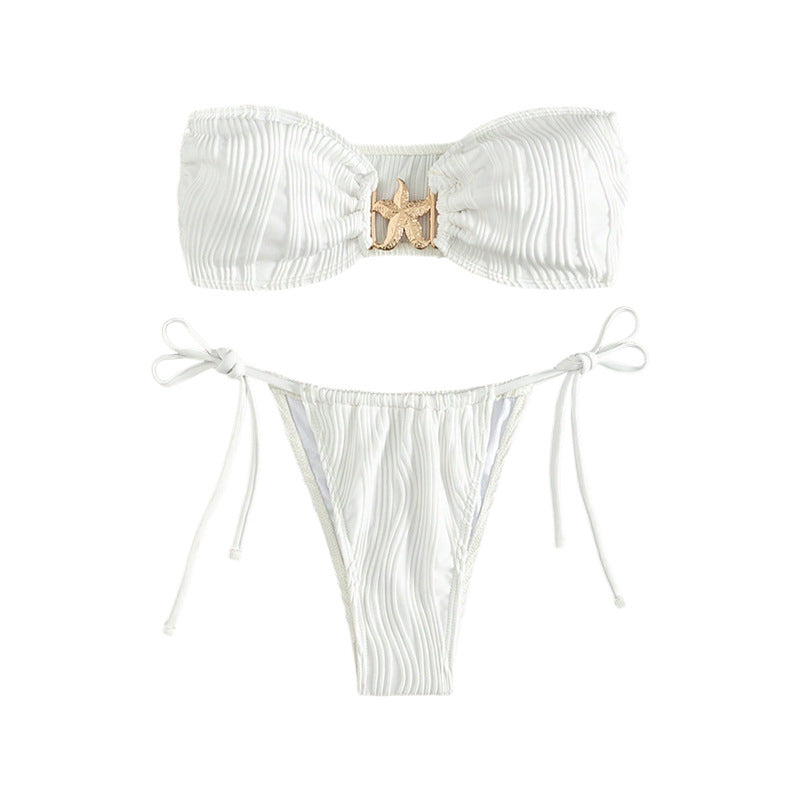 Damen Bandeau-Bikini mit dekorativem Muschelverschluss EB