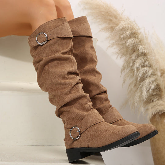 Damen modische Overknee-Stiefel aus Wildleder EB