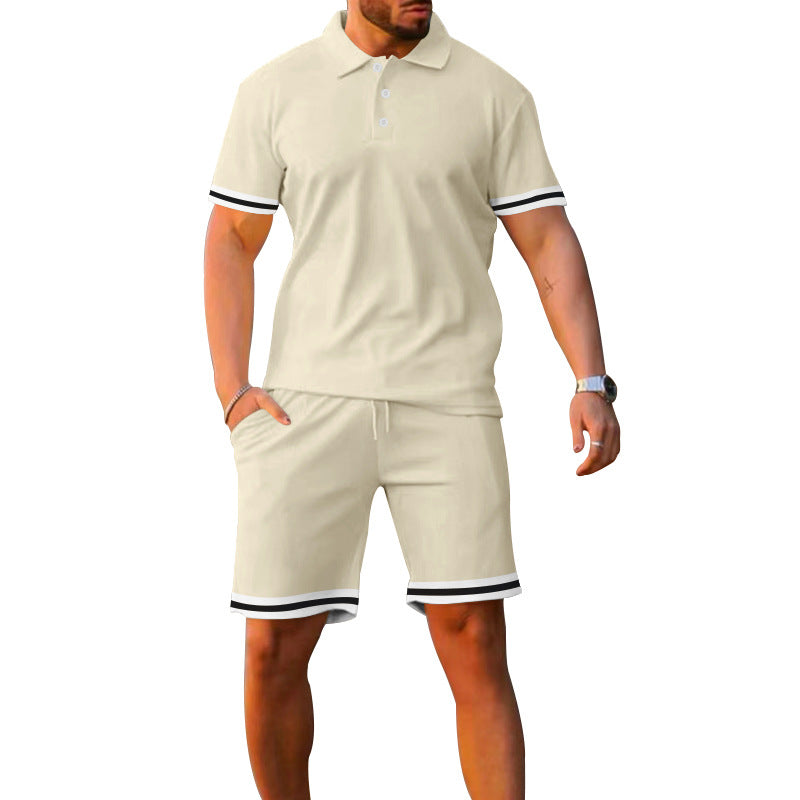 Herren Sportliches Polo- und Shorts-Set mit Kontrastdetails EB