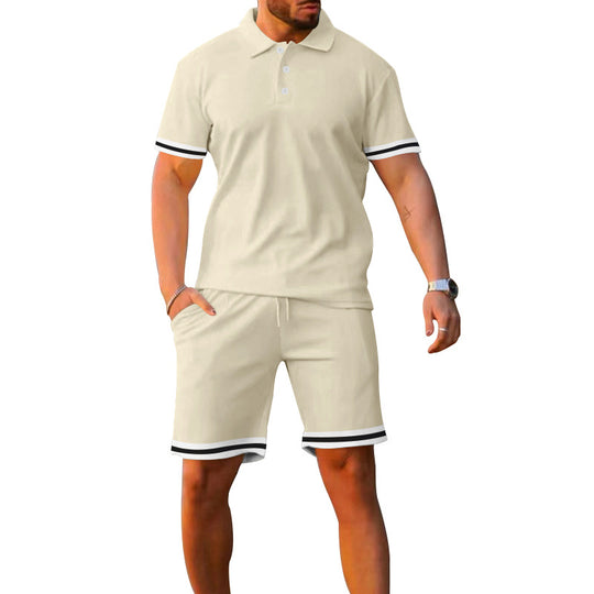 Herren Sportliches Polo- und Shorts-Set mit Kontrastdetails EB