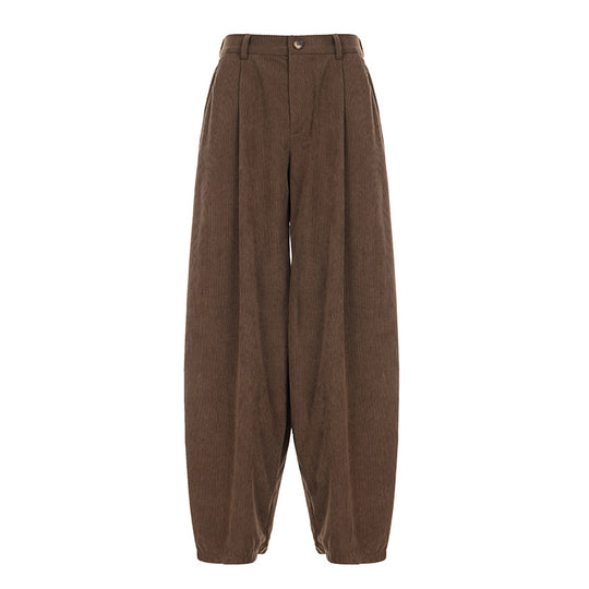 Damen weite Cordhose mit Falten EB