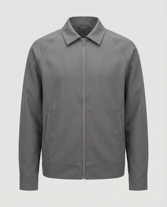 Herren kurze minimalistische Reißverschlussjacke mit Hemdkragen und kastiger Silhouette EB