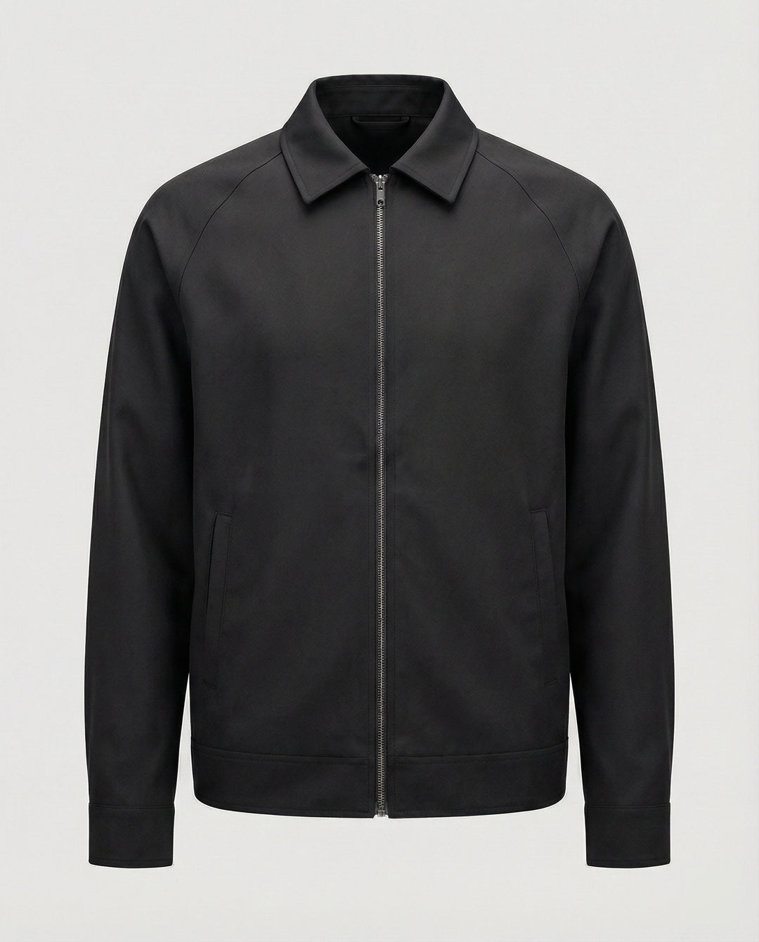 Herren kurze minimalistische Reißverschlussjacke mit Hemdkragen und kastiger Silhouette EB