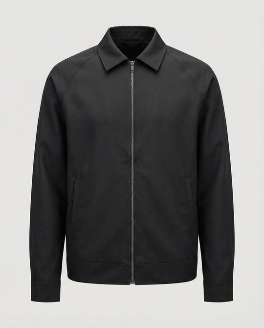 Herren kurze minimalistische Reißverschlussjacke mit Hemdkragen und kastiger Silhouette EB