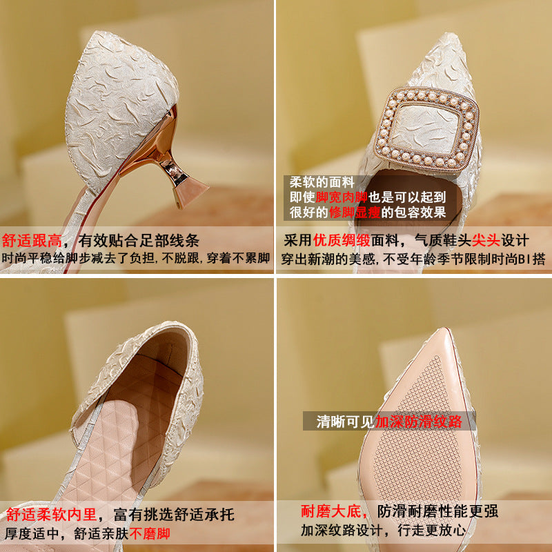 Damen elegante Slingback-Pumps mit funkelndem Schmuckdetail EB
