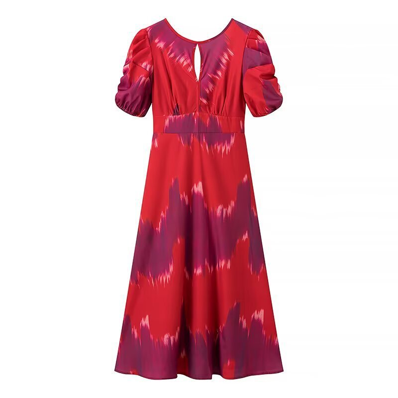 Damen Maxikleid mit eleganter Raffung und modernen Puffärmeln EB