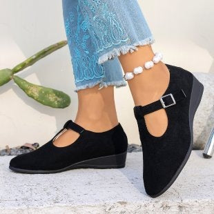 Damen komfortable Keil-Pumps mit verstellbarem Riemen EB