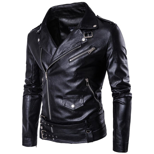 Herren Bikerjacke aus hochwertigem mit asymmetrischem Reißverschluss und dekorativen Schnallen EB
