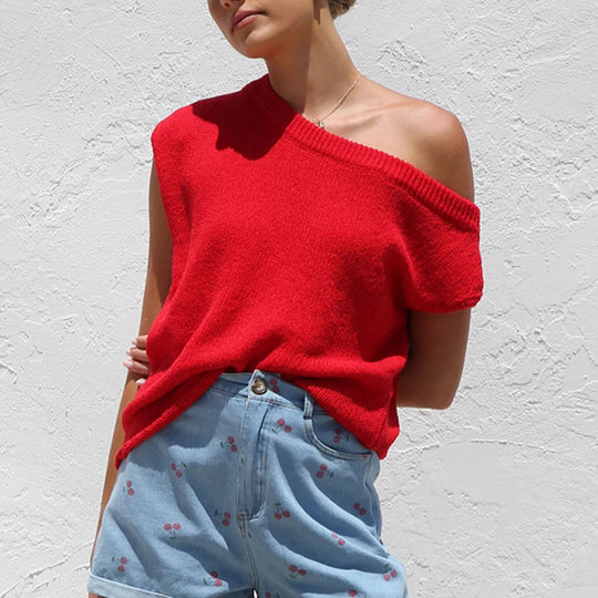 Damen modisches, asymmetrisches Top EB