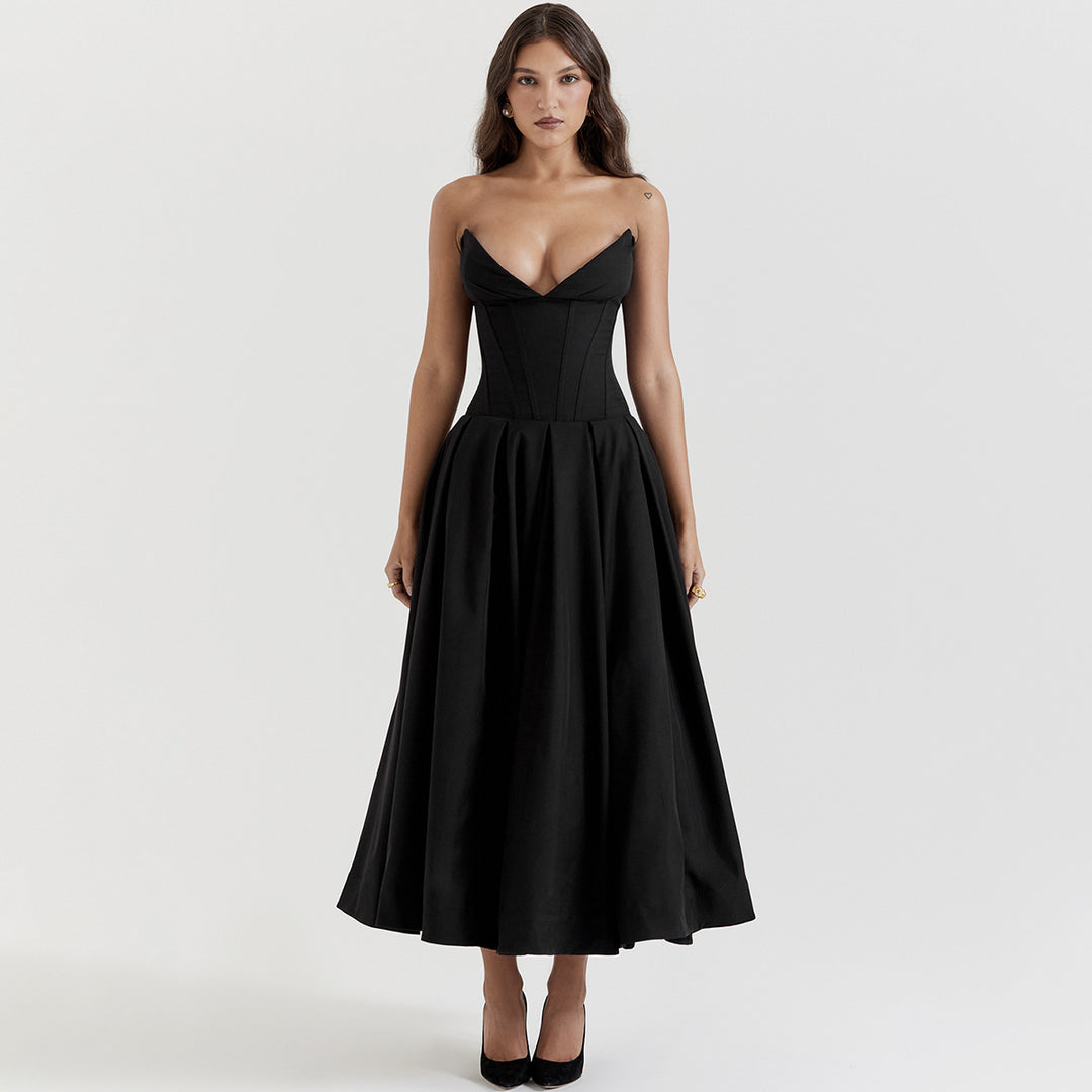 Damen Abendkleid mit elegantem Herz-Ausschnitt und voluminösem Rock EB