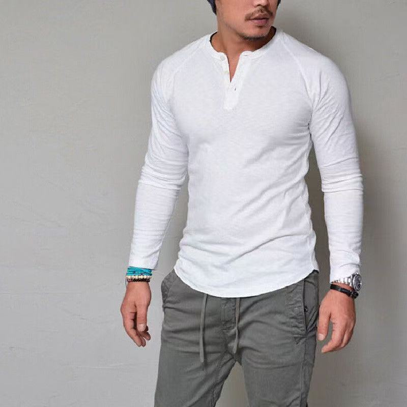 Herren Langarmshirt mit Knopfleiste und bequemem Schnitt EB