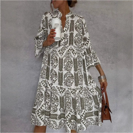 Damen Tunika-Kleid mit floralem Design und lockerer Passform EB